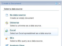 webi using excel as data source