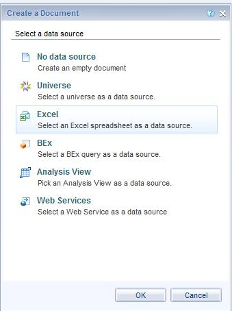 webi using excel as data source